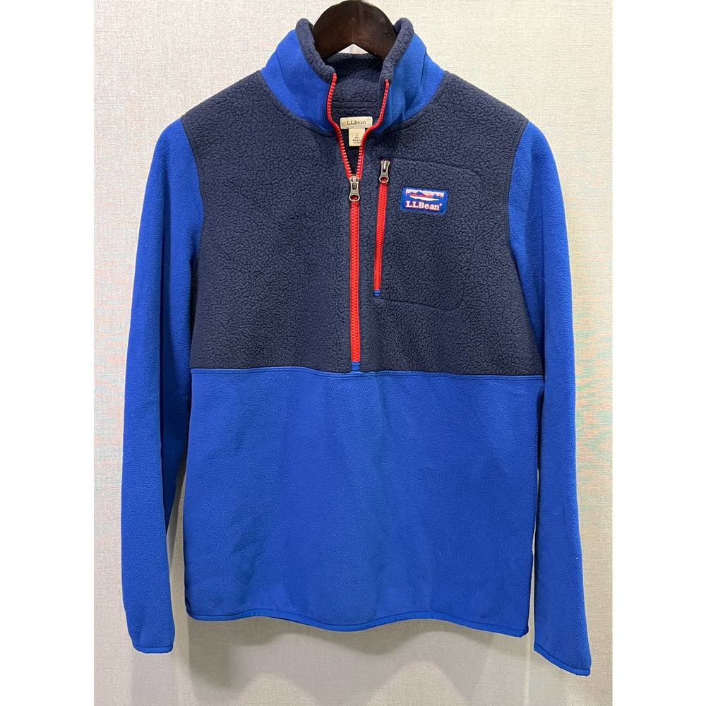 LL Bean Mens Half Zip Blue Fleece Size Small